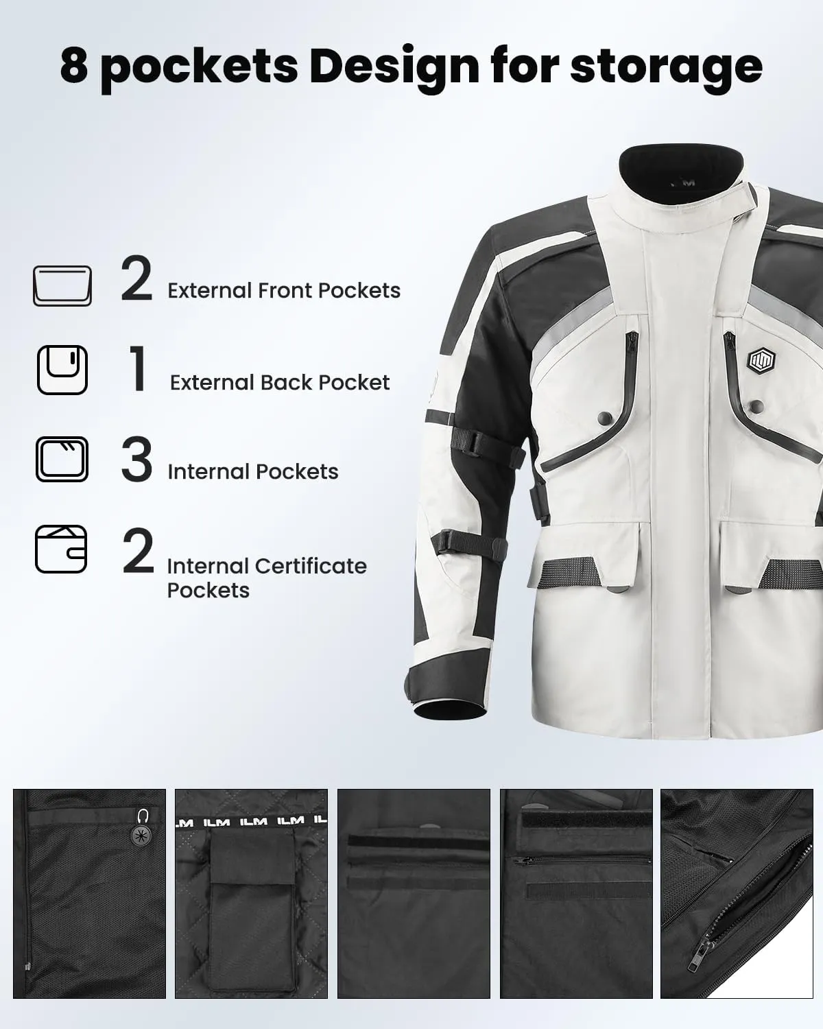 ILM Motorcycle Jacket Adventure Mens Riding Armored Airflow Dirt Bike Touring Waterproof Clothing All Season Model RL01