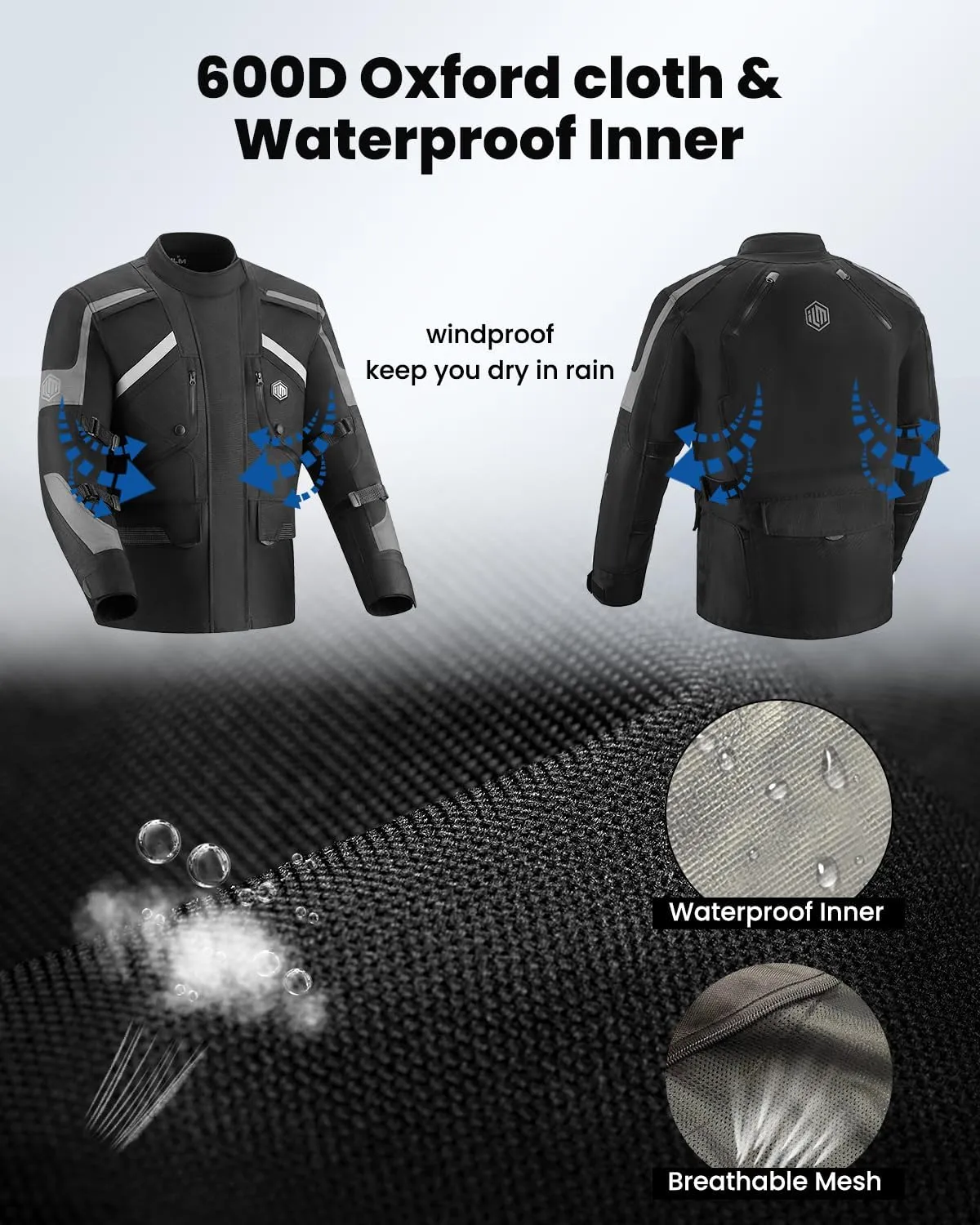 ILM Motorcycle Jacket Adventure Mens Riding Armored Airflow Dirt Bike Touring Waterproof Clothing All Season Model RL01