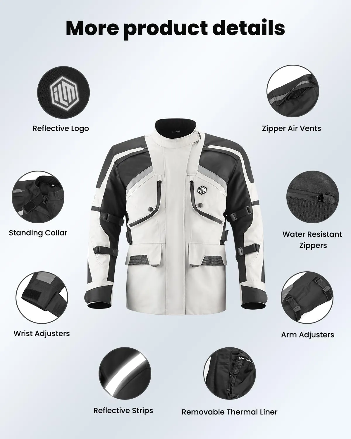 ILM Motorcycle Jacket Adventure Mens Riding Armored Airflow Dirt Bike Touring Waterproof Clothing All Season Model RL01