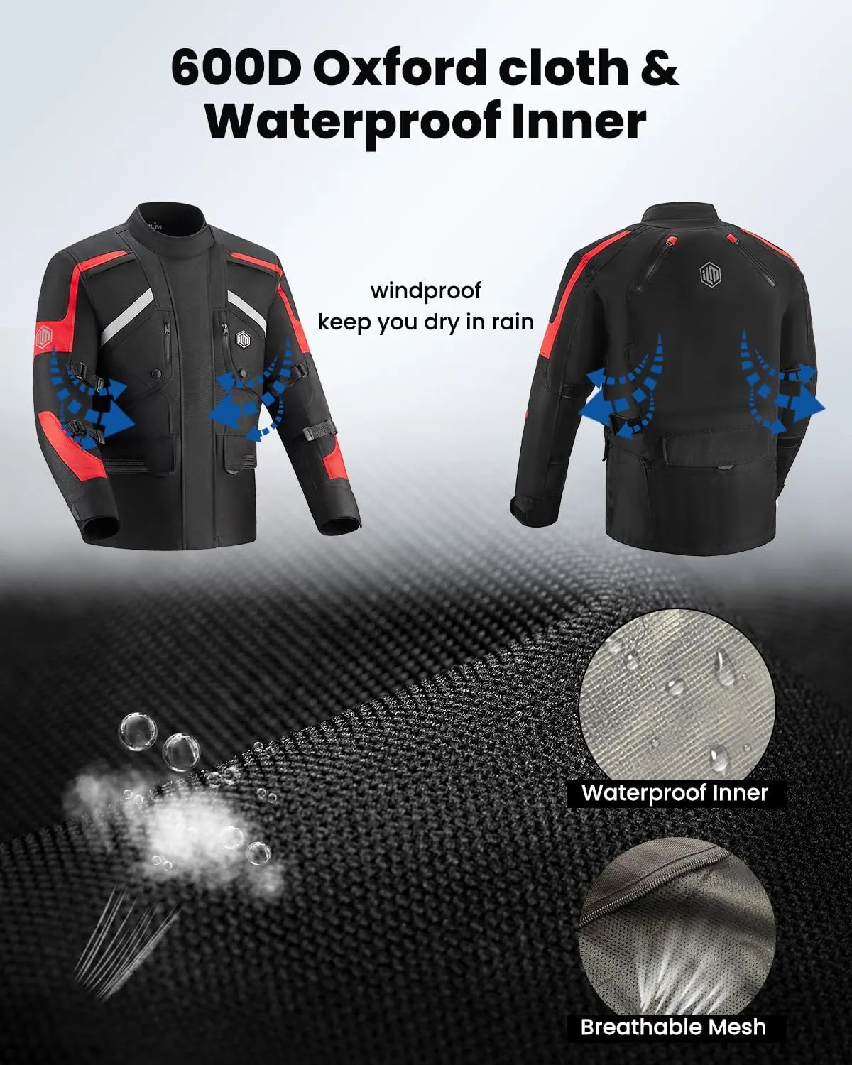 ILM Motorcycle Jacket Adventure Mens Riding Armored Airflow Dirt Bike Touring Waterproof Clothing All Season Model RL01
