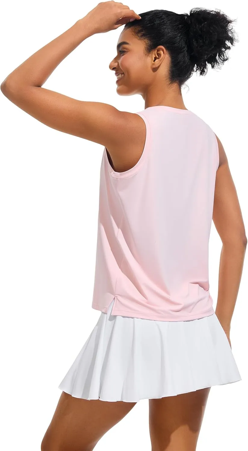 JOYSPELS Ice Silk Workout Tank Tops for Women Cool-Dry Sleeveless Loose Fit Yoga Shirts Athletic Running Gym