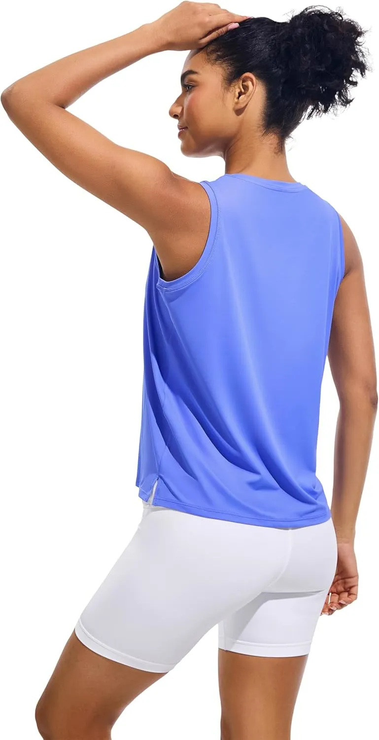 JOYSPELS Ice Silk Workout Tank Tops for Women Cool-Dry Sleeveless Loose Fit Yoga Shirts Athletic Running Gym