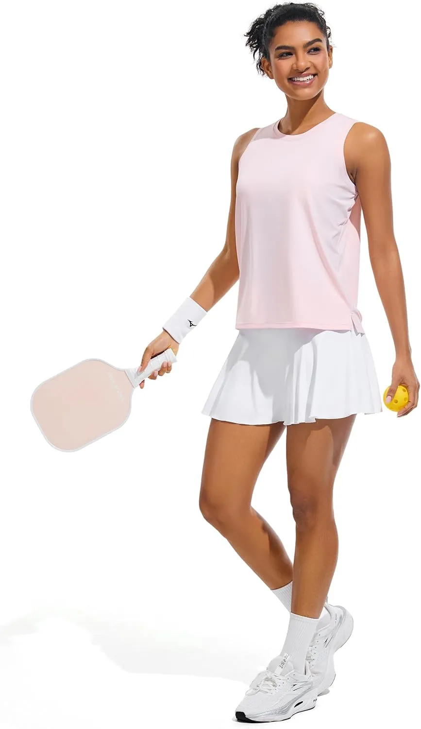JOYSPELS Ice Silk Workout Tank Tops for Women Cool-Dry Sleeveless Loose Fit Yoga Shirts Athletic Running Gym