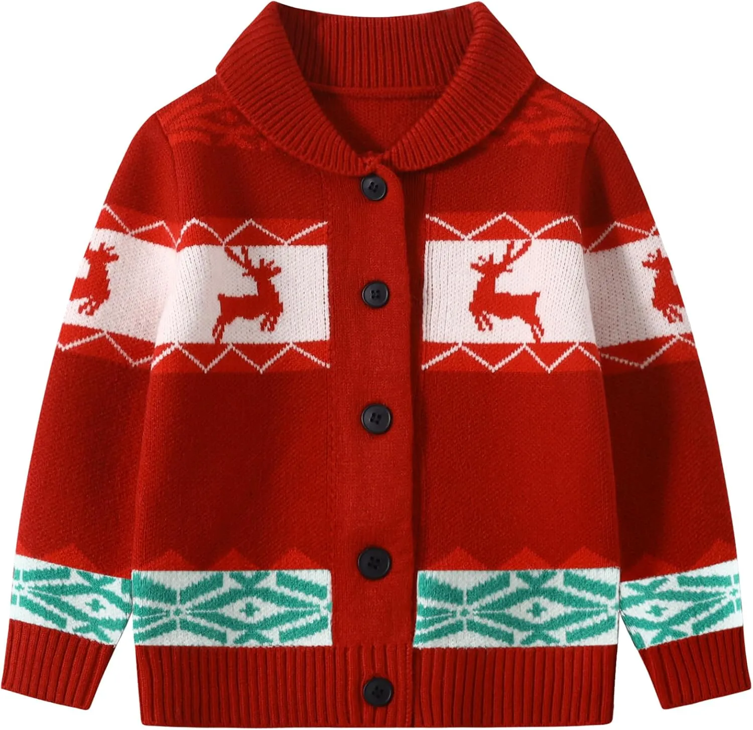 Kids Boys Girls Christmas Cardigans Ugly Xmas Sweaters Reindeer Snowflake Shawl Collar Knitted Cardigan Sweater
