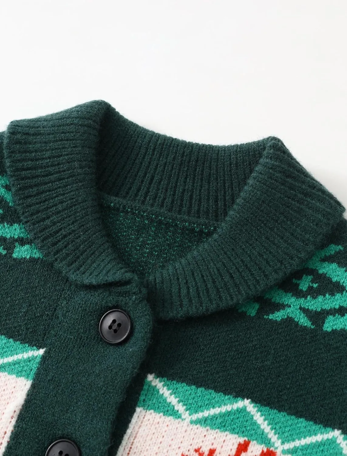 Kids Boys Girls Christmas Cardigans Ugly Xmas Sweaters Reindeer Snowflake Shawl Collar Knitted Cardigan Sweater