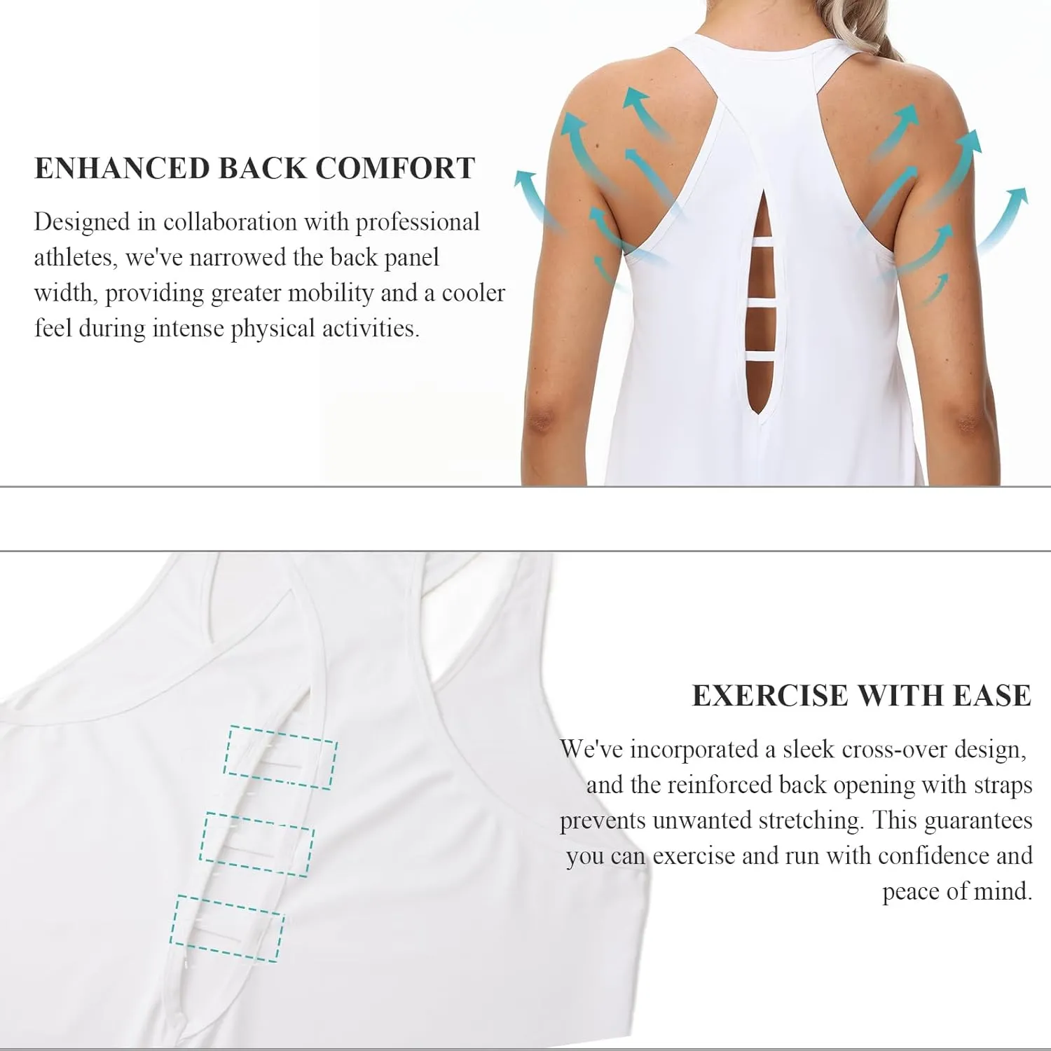 KOWSPORT Womens Tank Tops Open Back Workout Tops Racerback Sleeveless Loose Athletic Tanks for Running Gym
