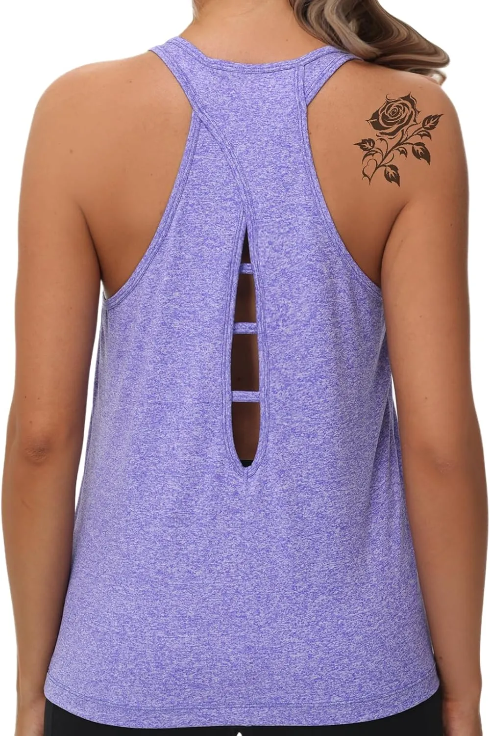 KOWSPORT Womens Tank Tops Open Back Workout Tops Racerback Sleeveless Loose Athletic Tanks for Running Gym