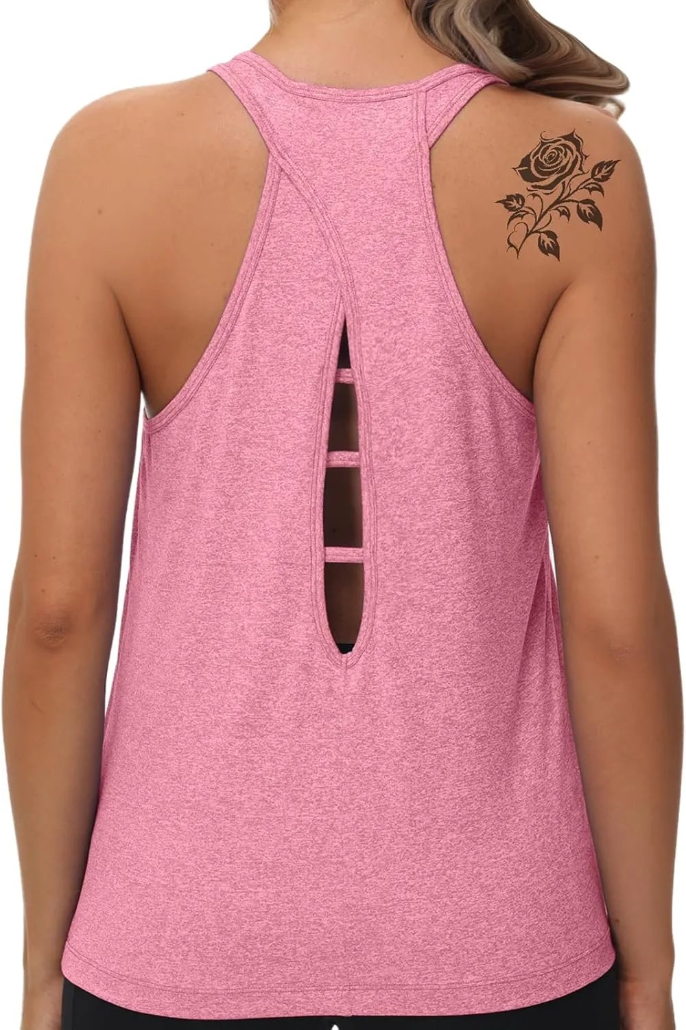 KOWSPORT Womens Tank Tops Open Back Workout Tops Racerback Sleeveless Loose Athletic Tanks for Running Gym