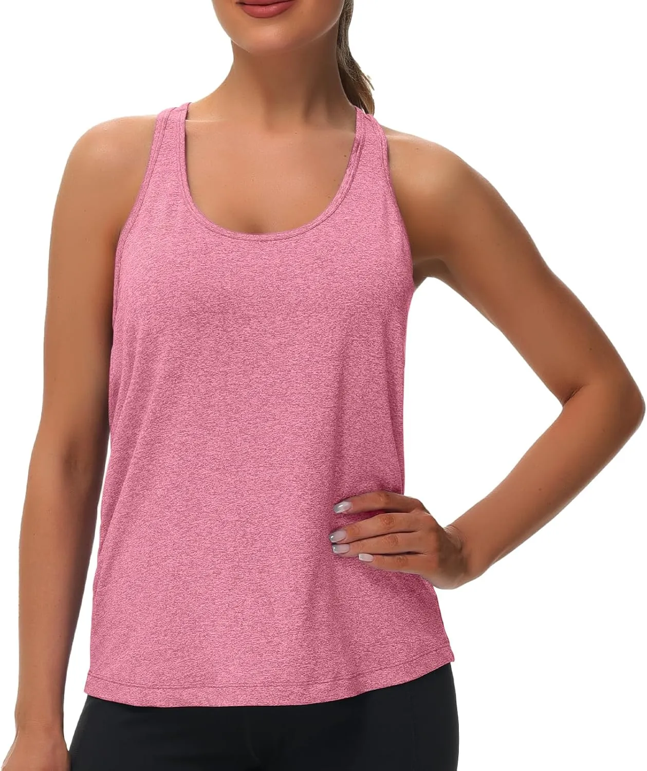 KOWSPORT Womens Tank Tops Open Back Workout Tops Racerback Sleeveless Loose Athletic Tanks for Running Gym