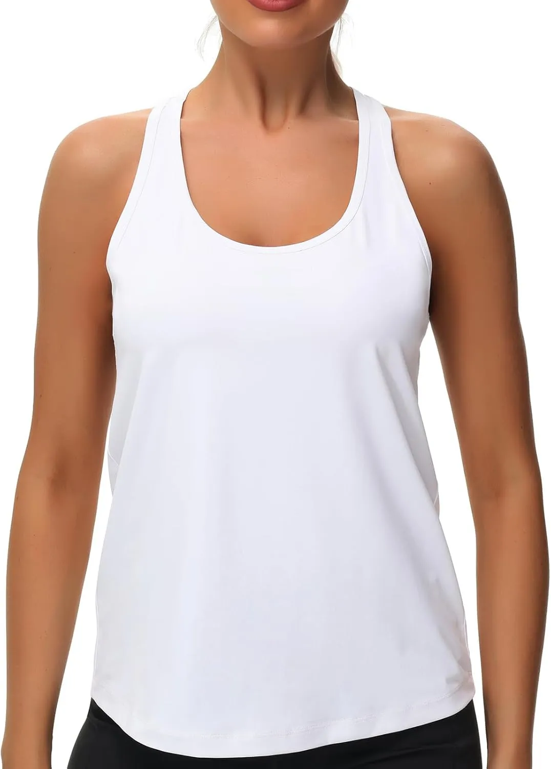 KOWSPORT Womens Tank Tops Open Back Workout Tops Racerback Sleeveless Loose Athletic Tanks for Running Gym