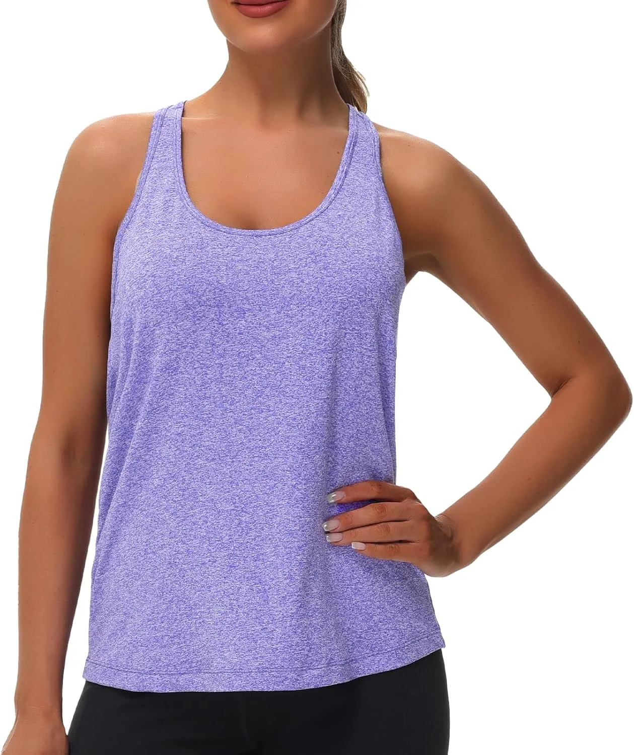 KOWSPORT Womens Tank Tops Open Back Workout Tops Racerback Sleeveless Loose Athletic Tanks for Running Gym