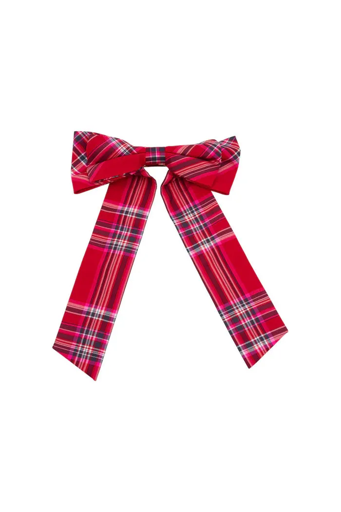 Lorna Tartan Barette in Cherry Red