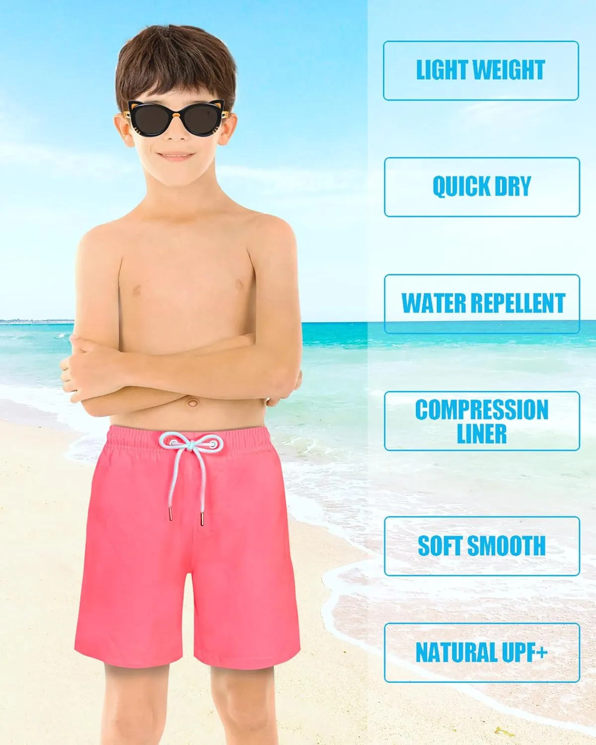 LUCOWEE Boys Swim Trunks Soft Boxers Lined no Chafe Swimsuit Bathing Shorts Sandless Quick Dry UPF 50  Functional Drawstring