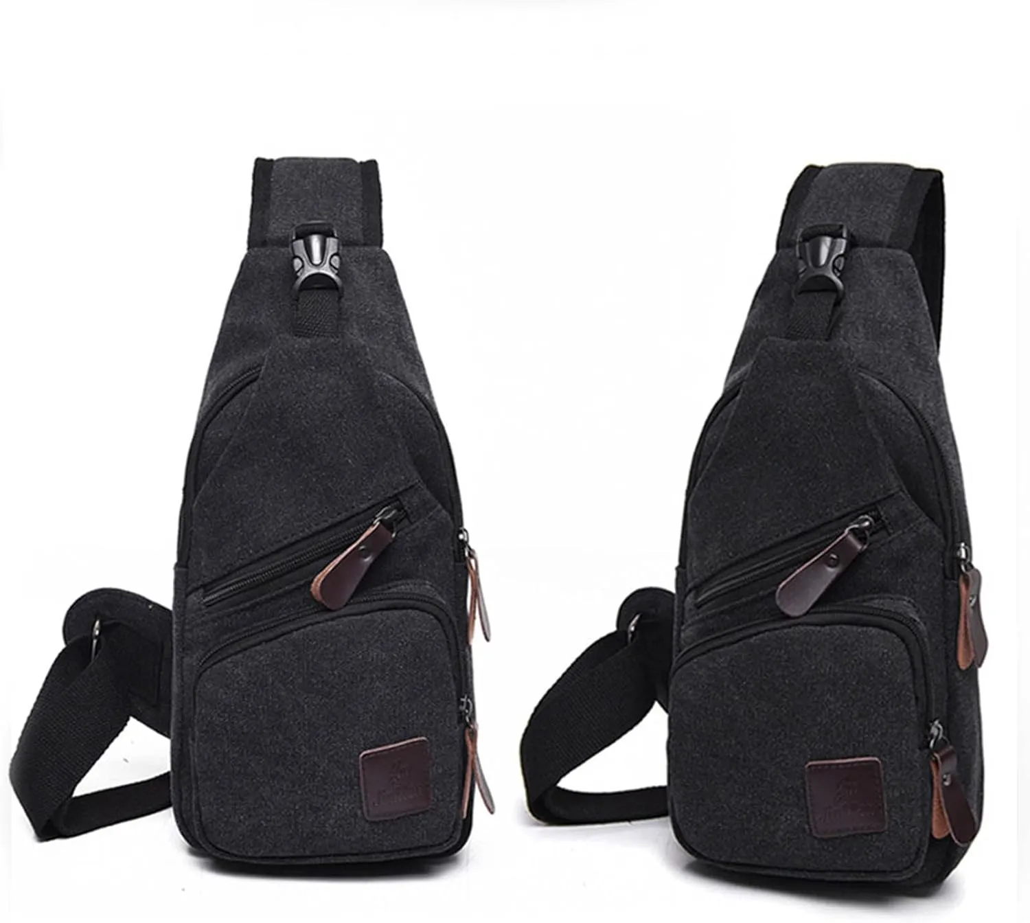 Men Messenger Bag Fashion Outdoor Canvas Chest Bag Bike Functional Pocket Travel Backpack Bears (Black, One Size)