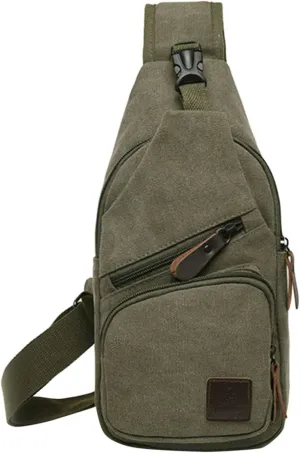 Men Messenger Bag Fashion Outdoor Canvas Chest Bag Bike Functional Pocket Travel Backpack Bears (Green, One Size)