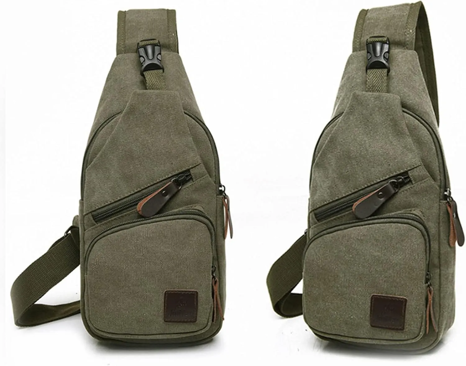 Men Messenger Bag Fashion Outdoor Canvas Chest Bag Bike Functional Pocket Travel Backpack Bears (Green, One Size)