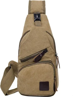 Men Messenger Bags Fashion Outdoor Canvas Chest Bags Bike Functional Pocket Travel Backpack Bears (Khaki, One Size)