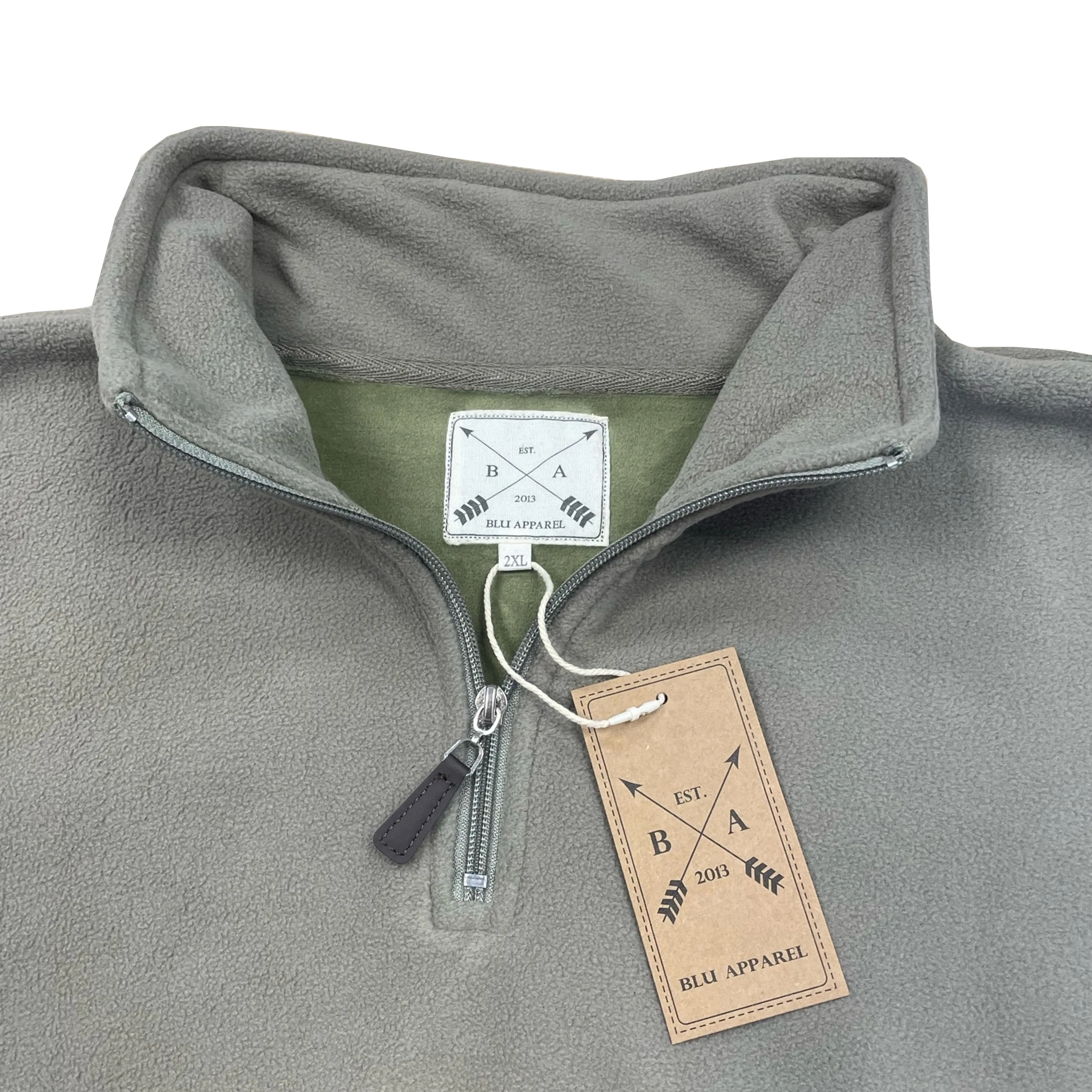 Mens 1/4 Zip Fleece Jumper - Olive Green