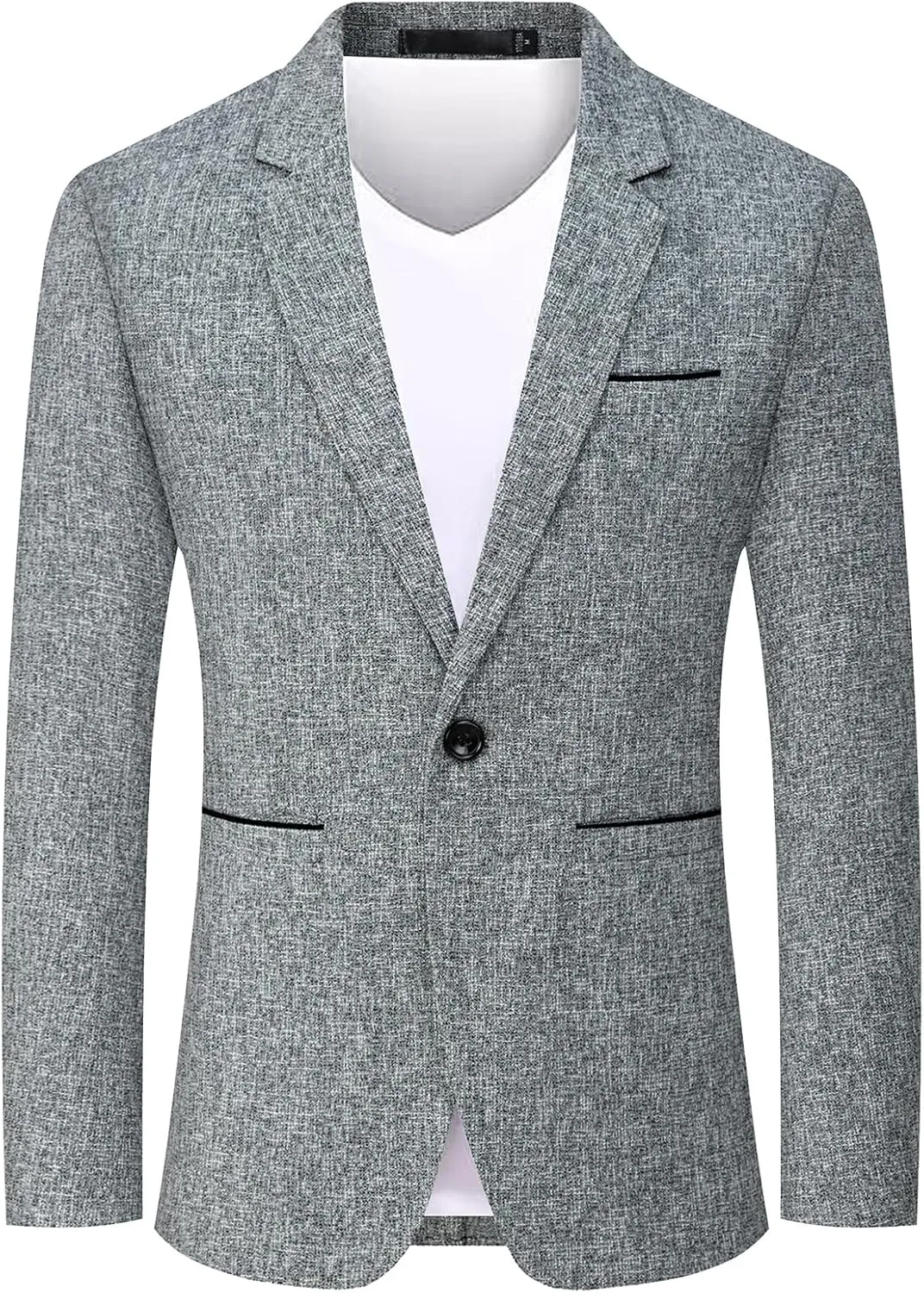 Mens Business Blazer Casual Regular Fit Sport Coat One Button Lightweight Travel Suit Jacket