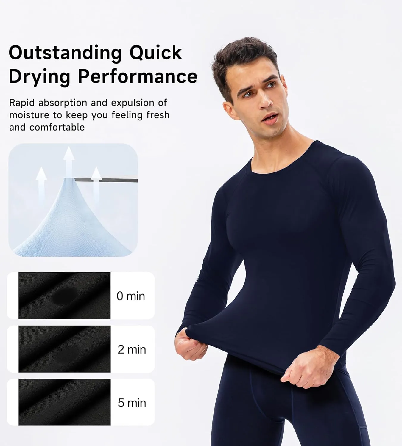 Men's Compression Shirts Long Sleeve Sport Workout T-Shirt Running Cool Dry Tops Active Baselayer Undershirts