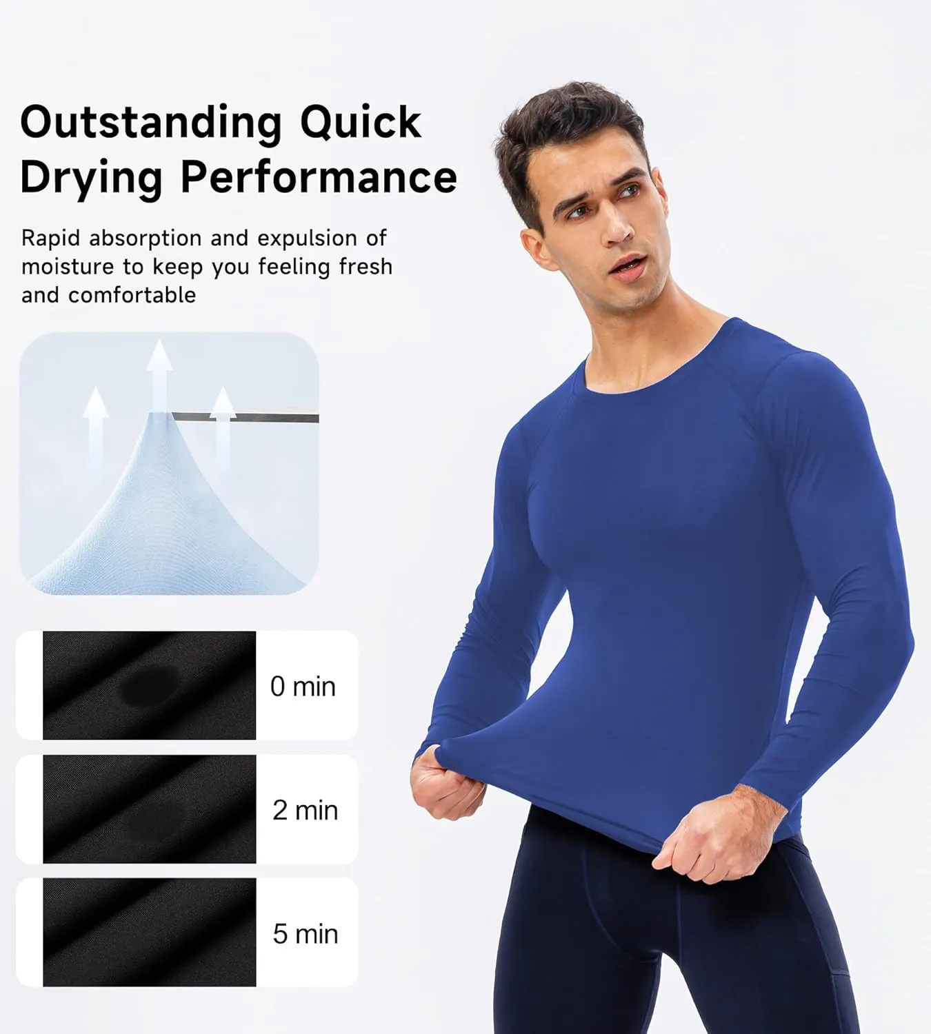 Men's Compression Shirts Long Sleeve Sport Workout T-Shirt Running Cool Dry Tops Active Baselayer Undershirts