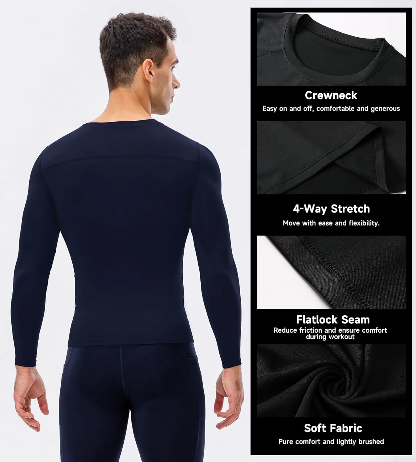 Men's Compression Shirts Long Sleeve Sport Workout T-Shirt Running Cool Dry Tops Active Baselayer Undershirts