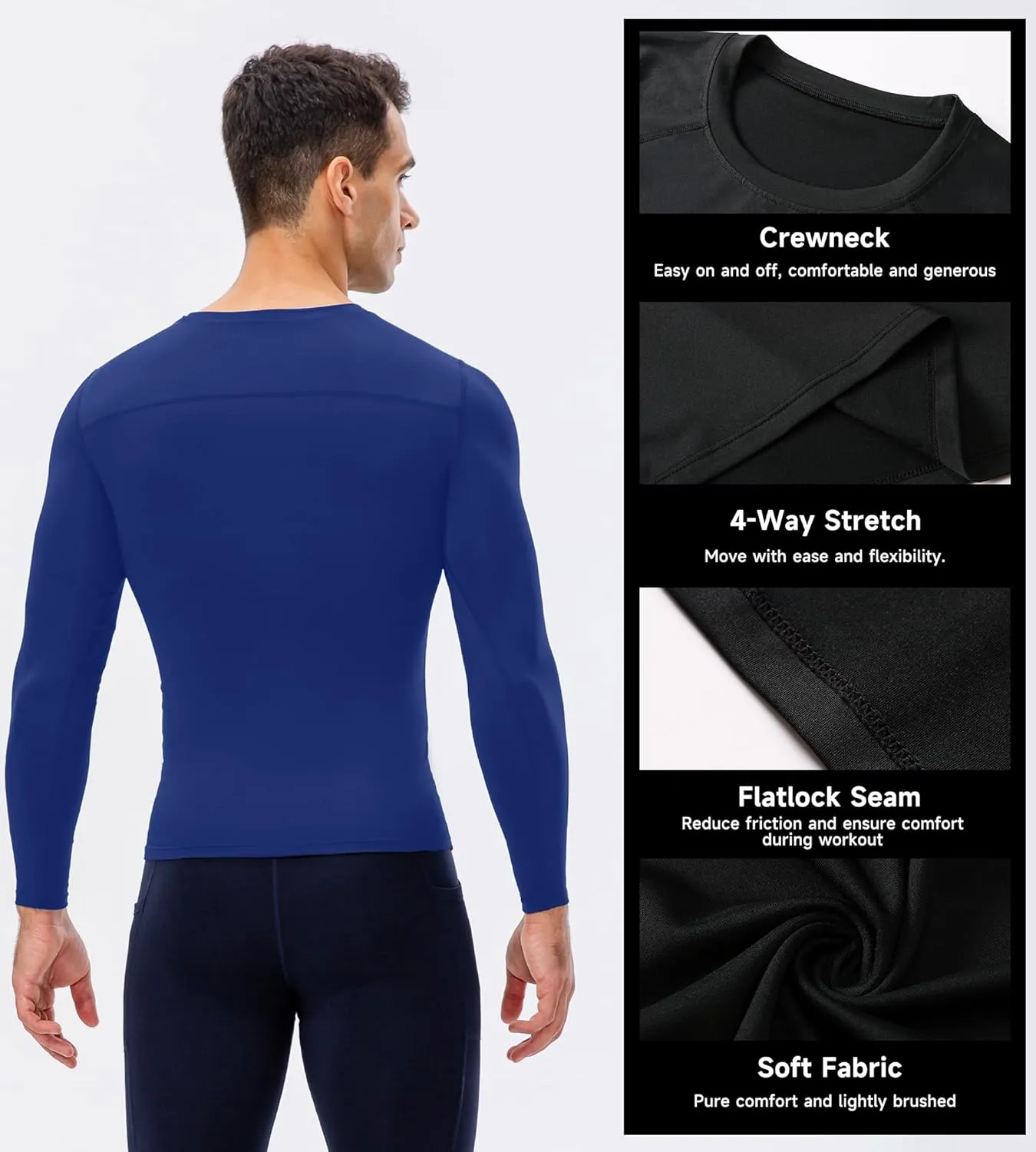 Men's Compression Shirts Long Sleeve Sport Workout T-Shirt Running Cool Dry Tops Active Baselayer Undershirts