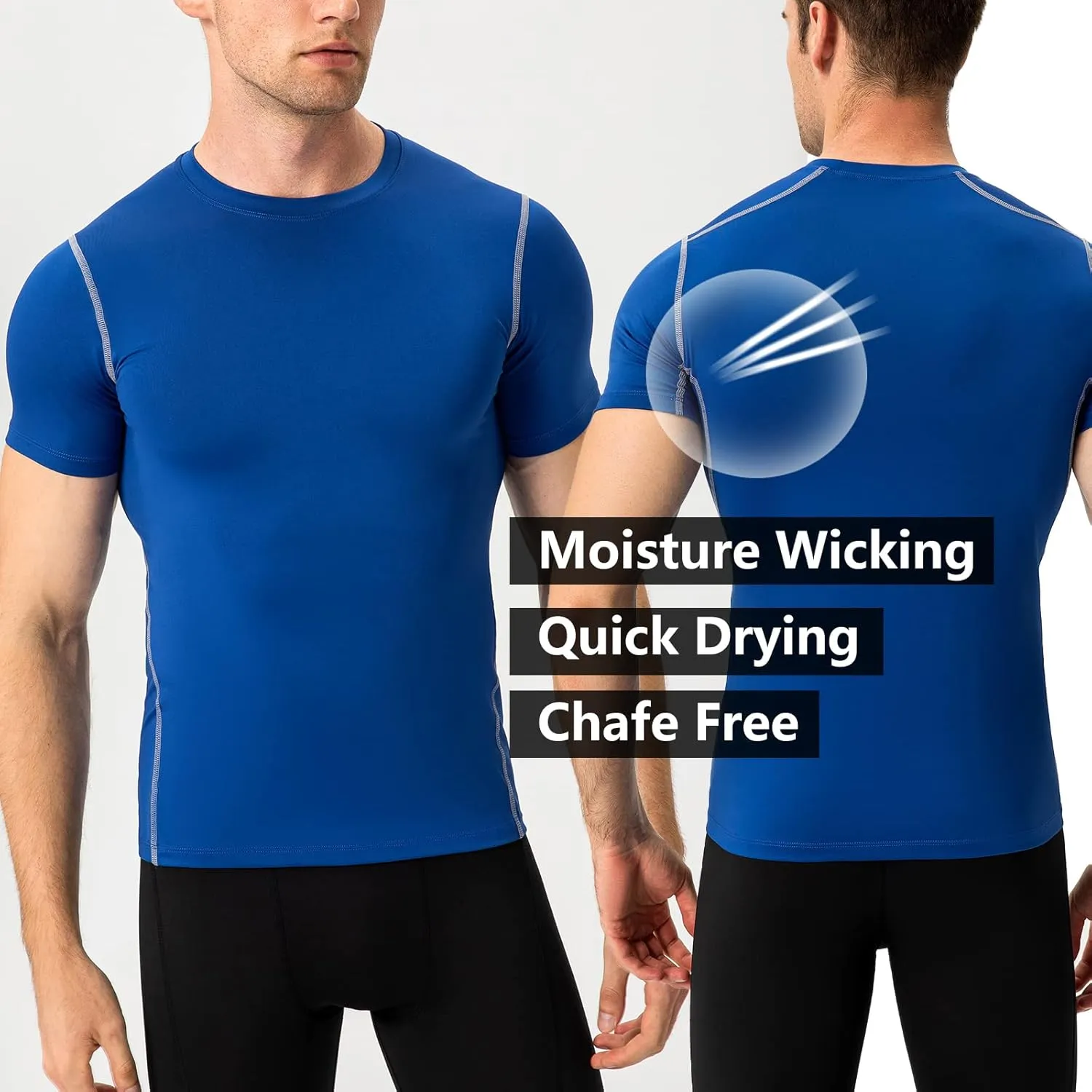 Mens Compression Shirts Short Sleeve Athletic Compression Tops Dry Fit Running T-Shirt Sports Base Layer Undershirts