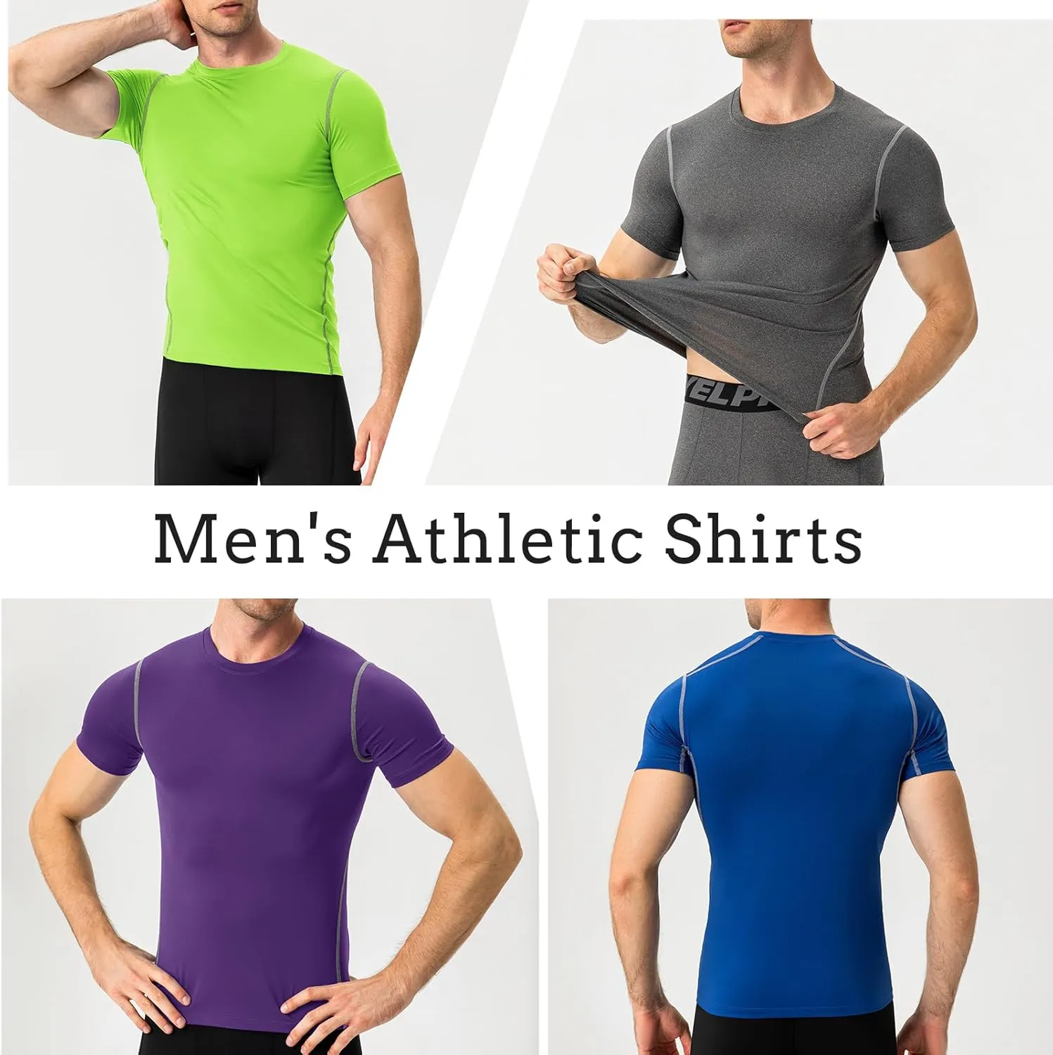 Mens Compression Shirts Short Sleeve Athletic Compression Tops Dry Fit Running T-Shirt Sports Base Layer Undershirts