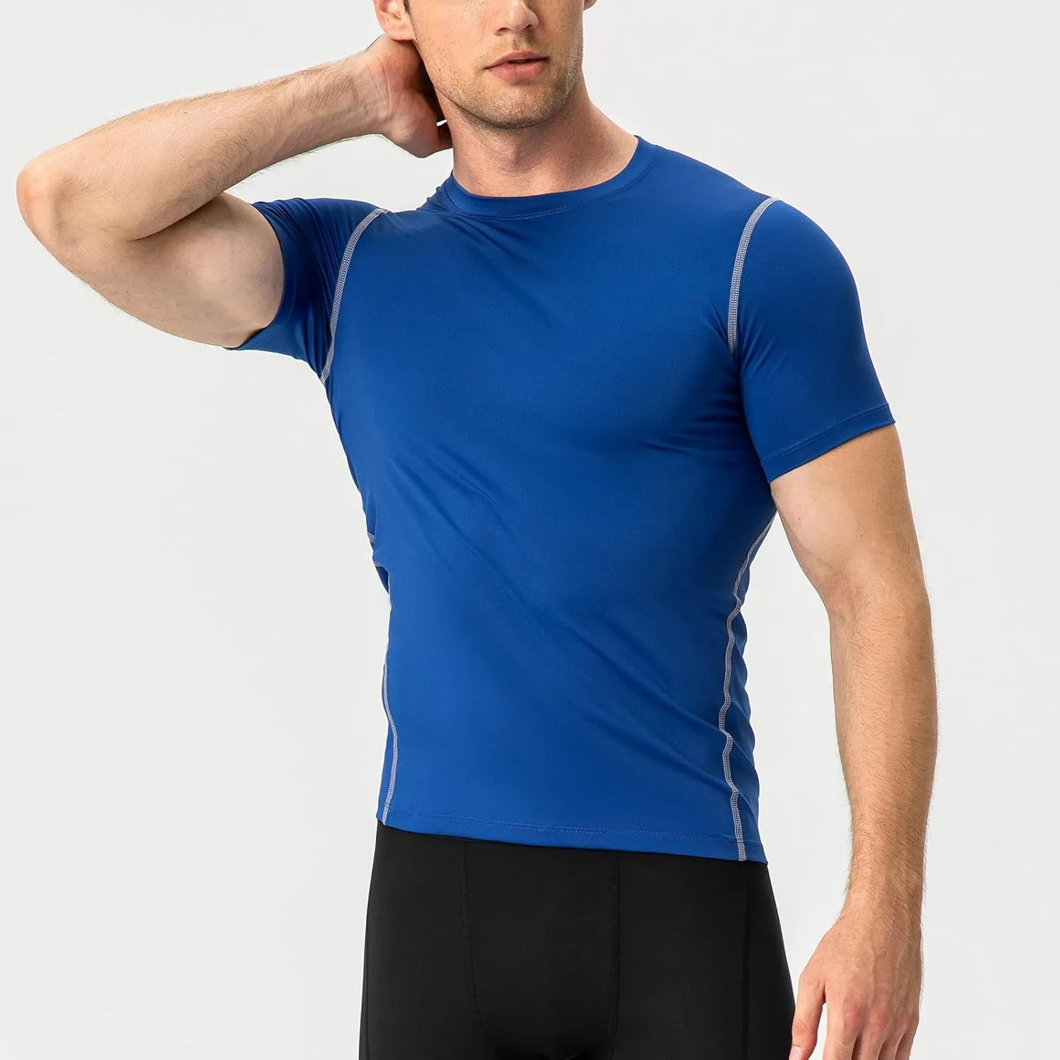 Mens Compression Shirts Short Sleeve Athletic Compression Tops Dry Fit Running T-Shirt Sports Base Layer Undershirts