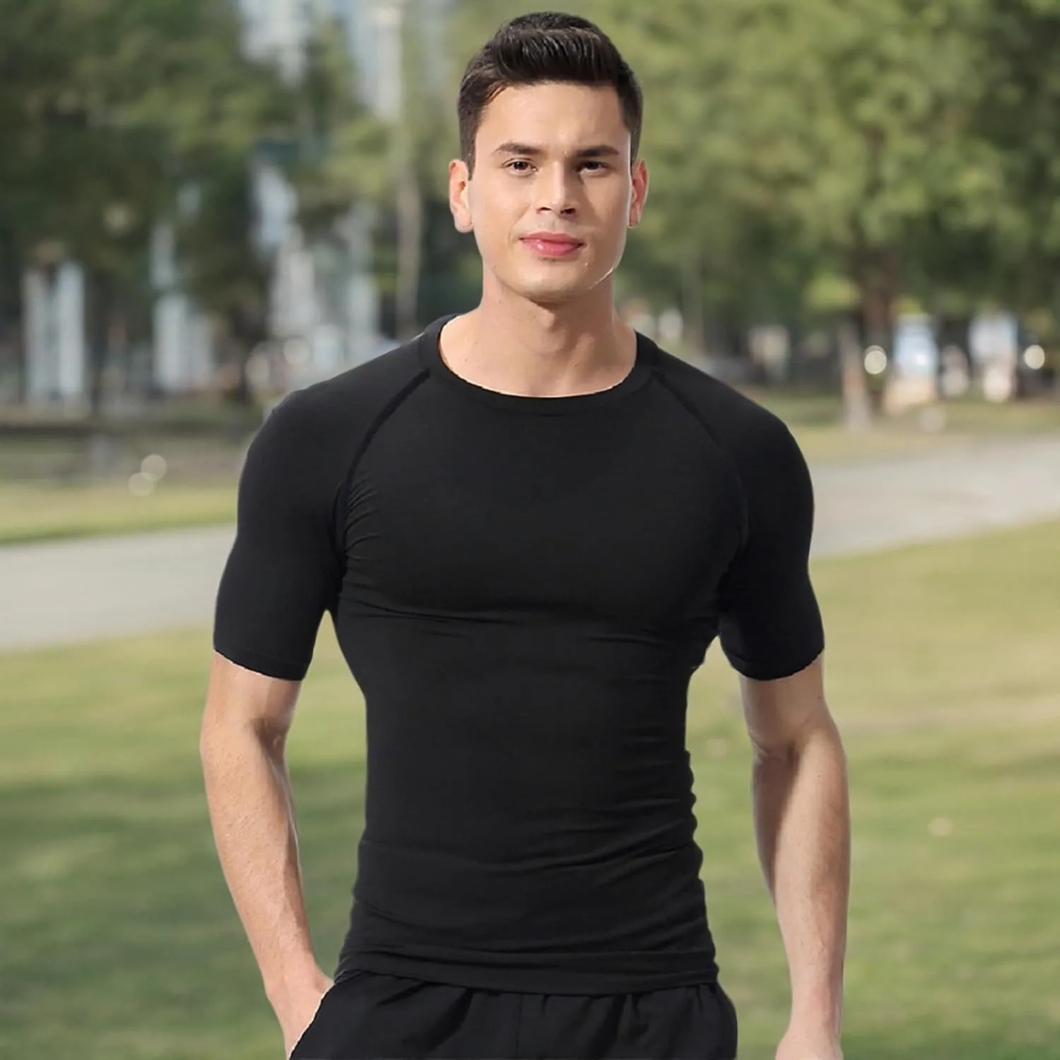 Men's Compression Shirts Workout Sports Short Sleeve Running Tops Cool Dry Tight T-Shirt Baselayer Gym Undershirts