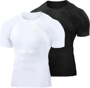 Men's Compression Shirts Workout Sports Short Sleeve Running Tops Cool Dry Tight T-Shirt Baselayer Gym Undershirts