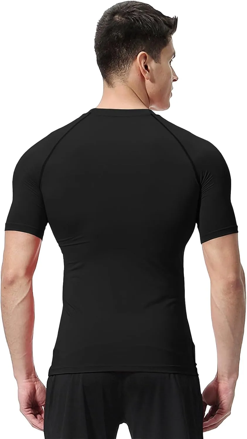 Men's Compression Shirts Workout Sports Short Sleeve Running Tops Cool Dry Tight T-Shirt Baselayer Gym Undershirts