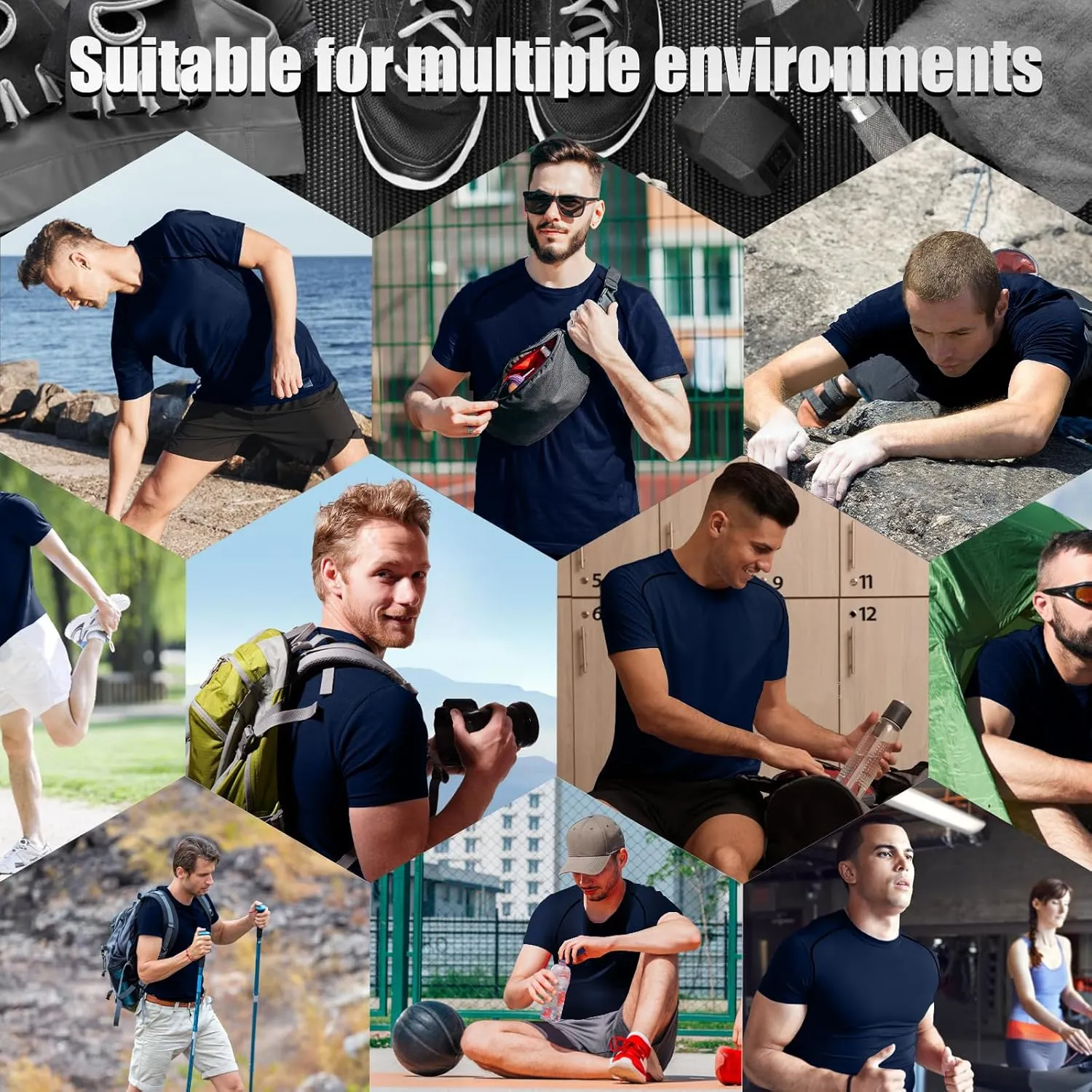 Men's Compression Shirts Workout Sports Short Sleeve Running Tops Cool Dry Tight T-Shirt Baselayer Gym Undershirts