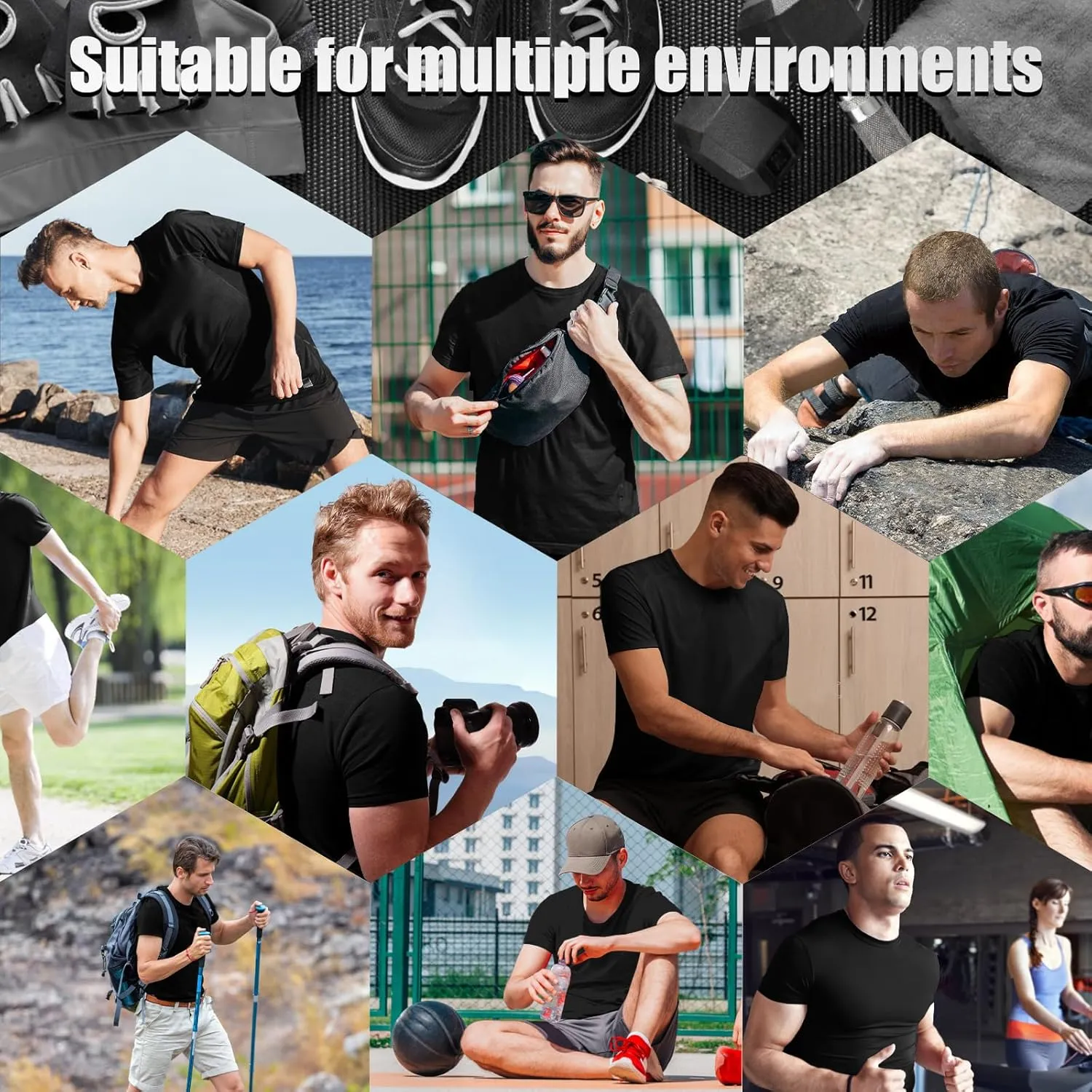 Men's Compression Shirts Workout Sports Short Sleeve Running Tops Cool Dry Tight T-Shirt Baselayer Gym Undershirts