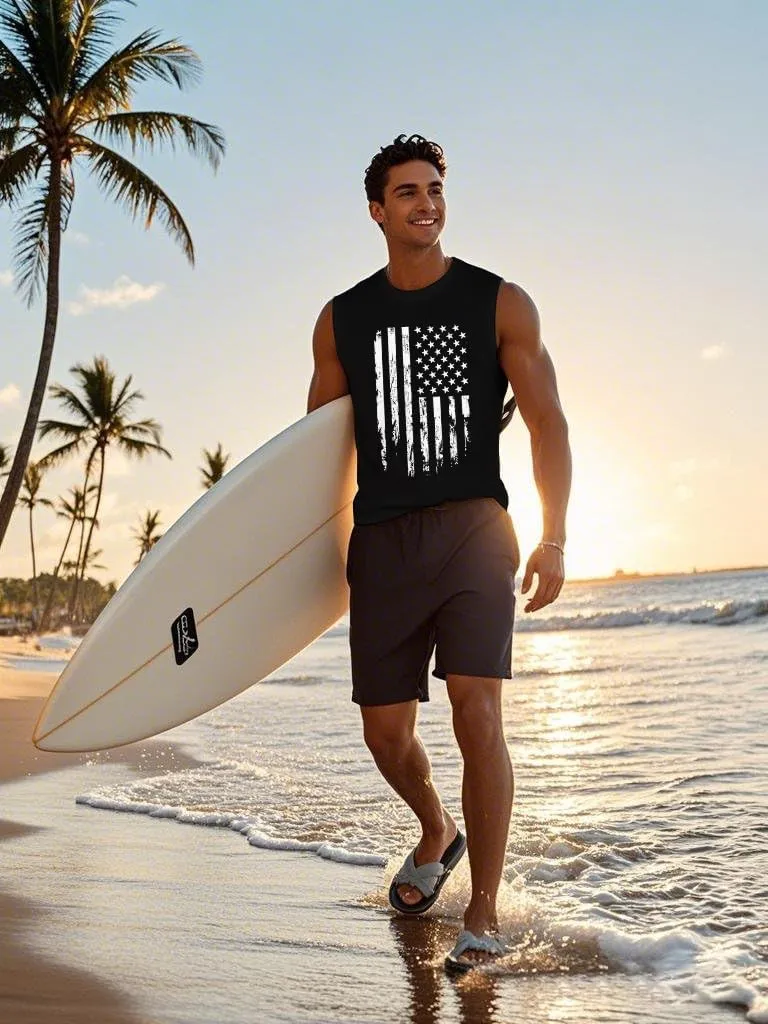 Mens Graphic Tank Tops Workout Sleeveless Shirts Hawaiian Palm Tree Vacation Tanks for Men Summer Beach T-Shirt