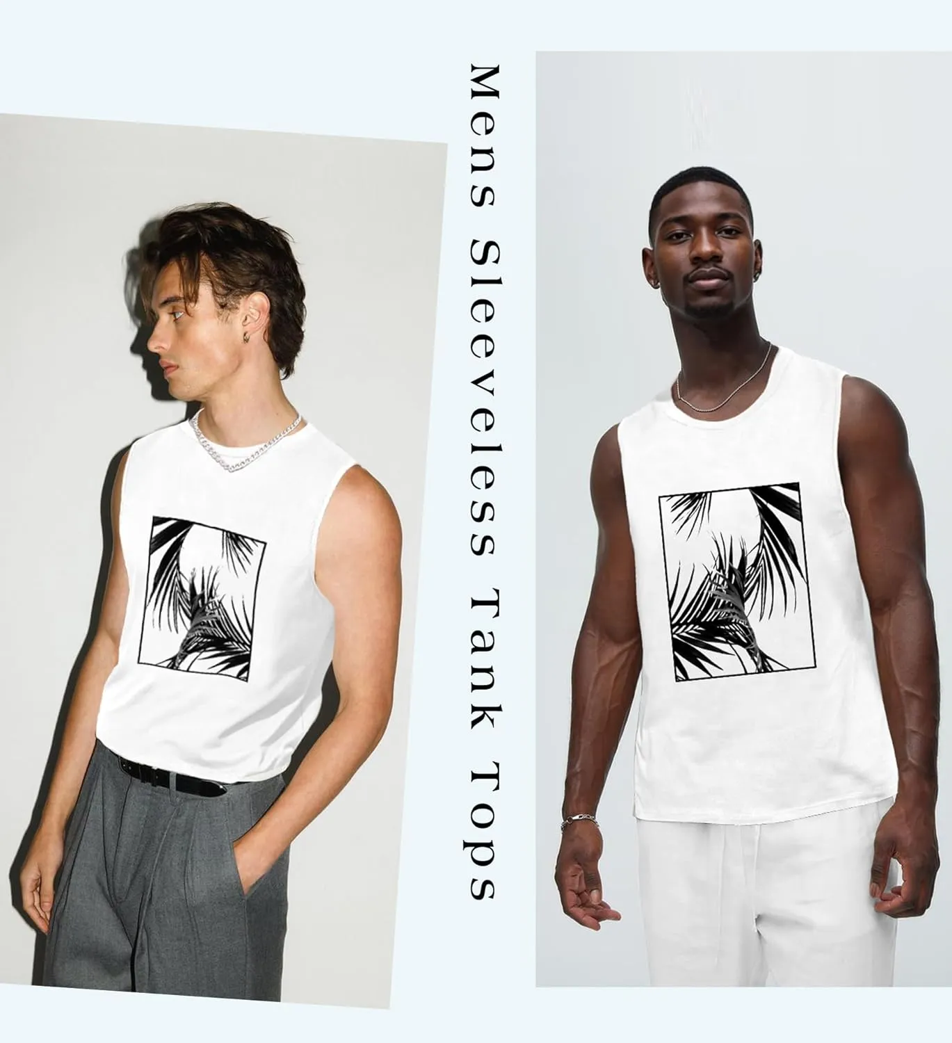 Mens Graphic Tank Tops Workout Sleeveless Shirts Hawaiian Palm Tree Vacation Tanks for Men Summer Beach T-Shirt