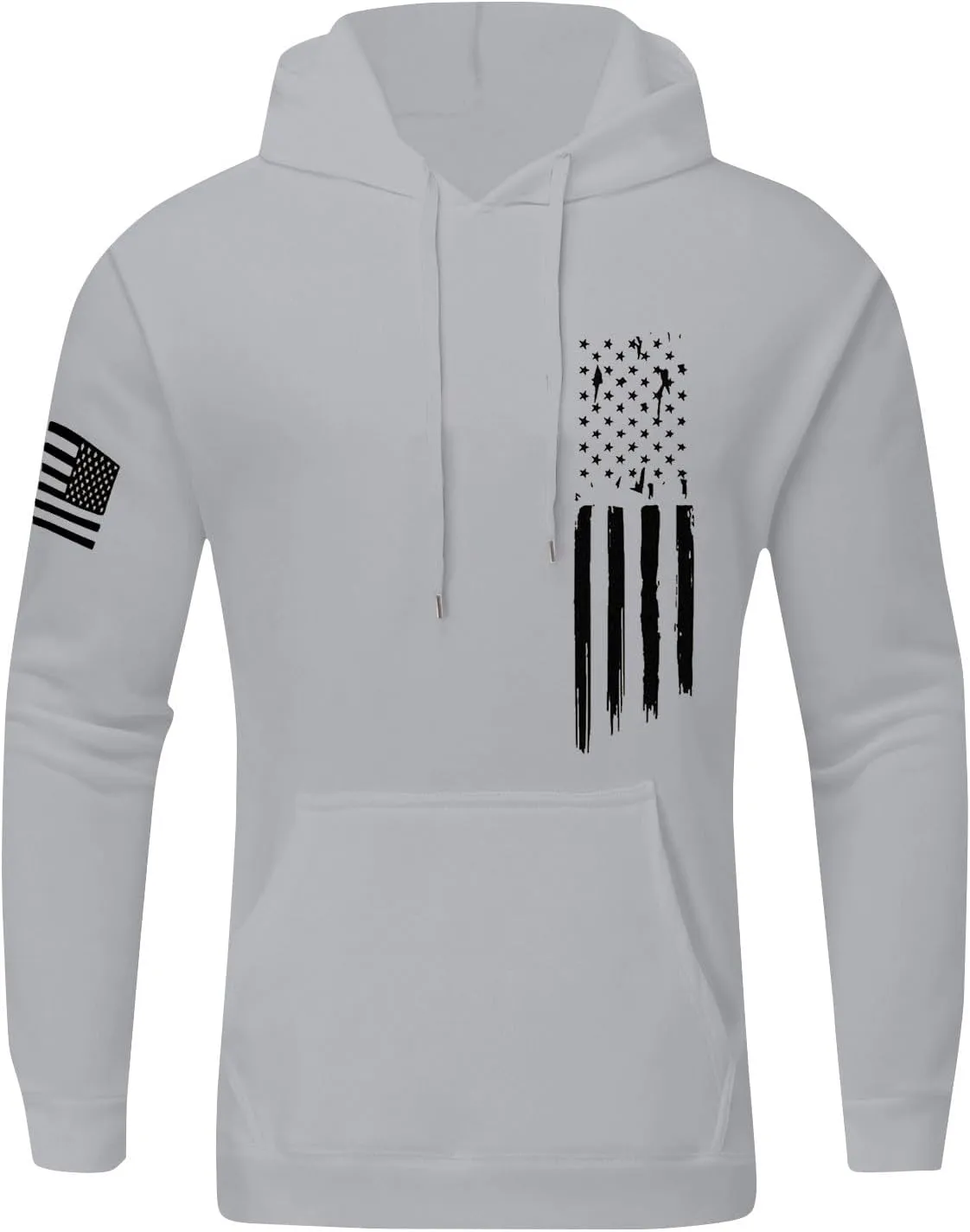 Mens Oversized Hoodie Flag Graphic Casual Plus Size Sweatshirt Fall Winter Long Sleeve Drawstring Hoodies with Pocket