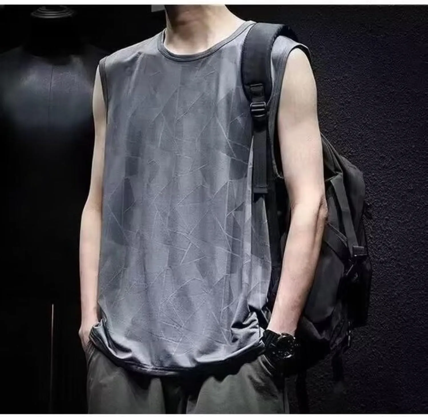 Men's Quick-Dry Cool Tank Tops Slimming Body Shaper Vest Gym Athletic Sleeveless T-Shirts