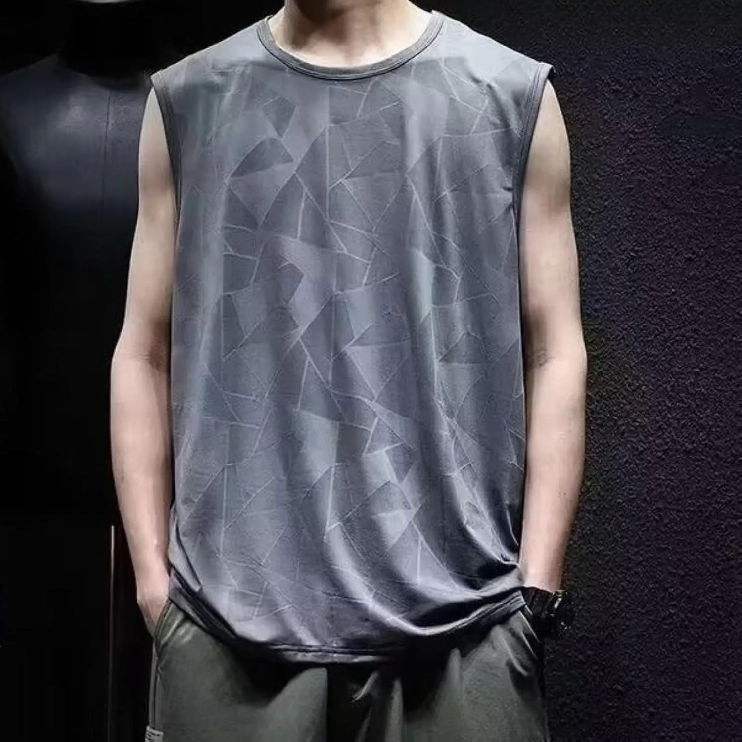 Men's Quick-Dry Cool Tank Tops Slimming Body Shaper Vest Gym Athletic Sleeveless T-Shirts
