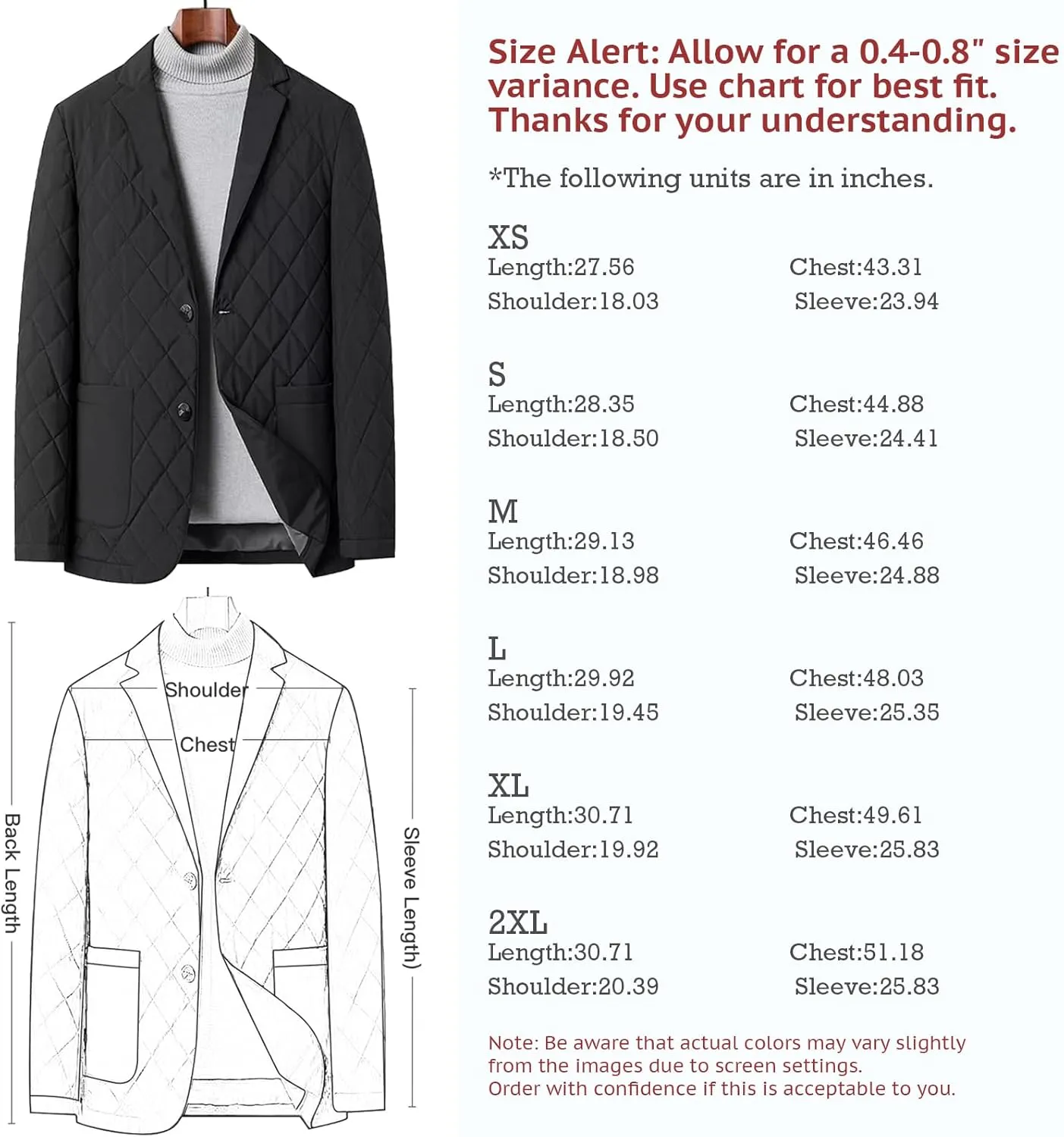 Mens Sport Coats and Blazers Warm Silk Filled Mens Blazer Two Buttons Lightweight Suit Jacket Blazer