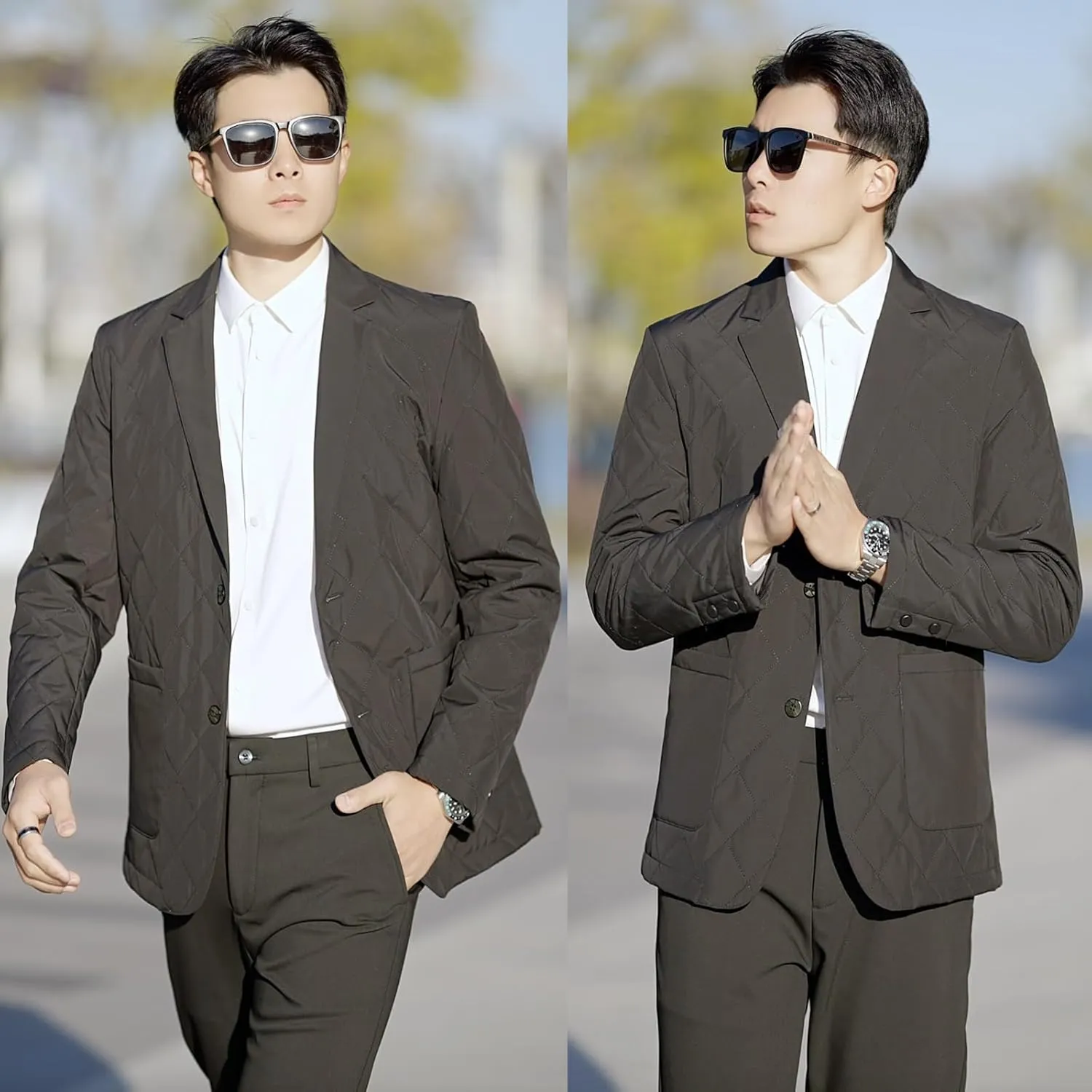 Mens Sport Coats and Blazers Warm Silk Filled Mens Blazer Two Buttons Lightweight Suit Jacket Blazer