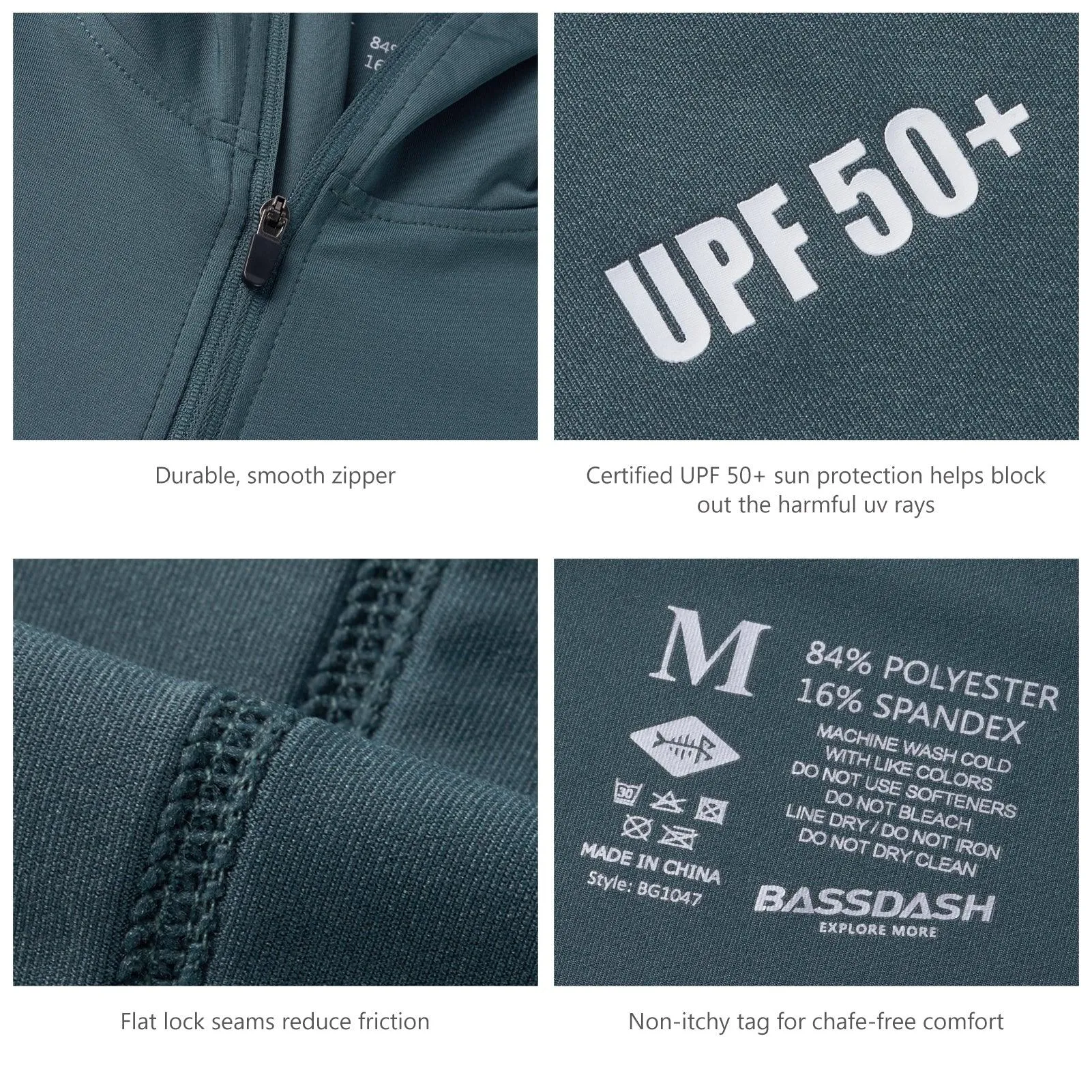 Men's UPF 50  1/4 Zipper Fishing hoodie Shirts FS24M