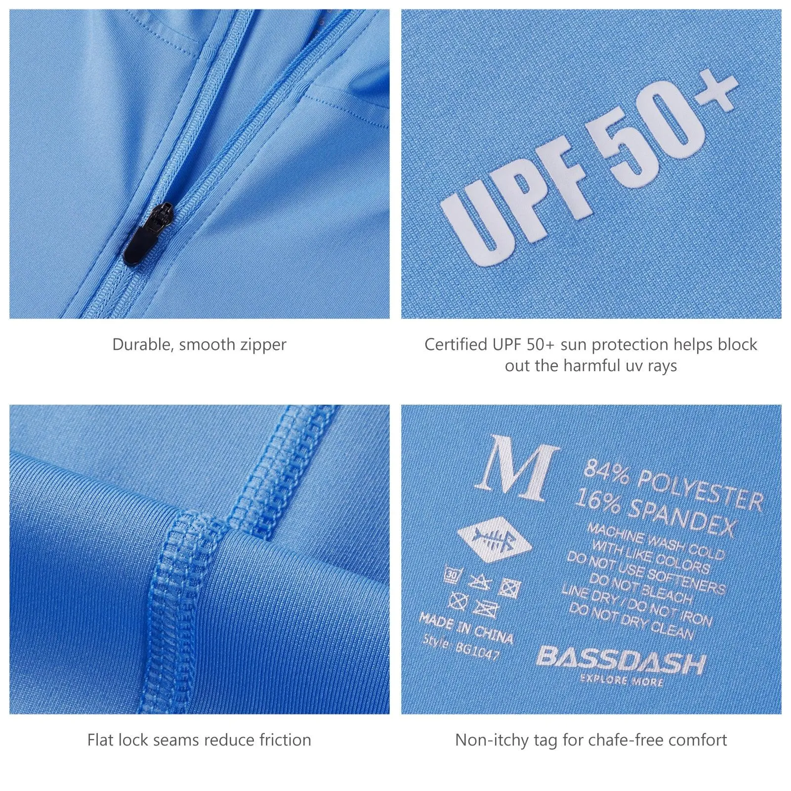 Men's UPF 50  1/4 Zipper Fishing hoodie Shirts FS24M