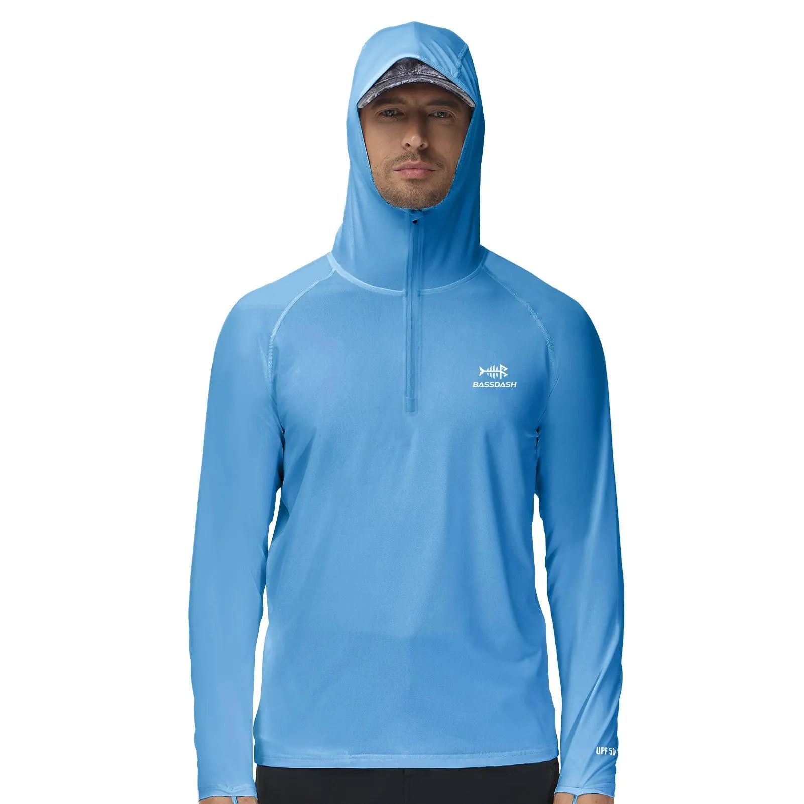 Men's UPF 50  1/4 Zipper Fishing hoodie Shirts FS24M