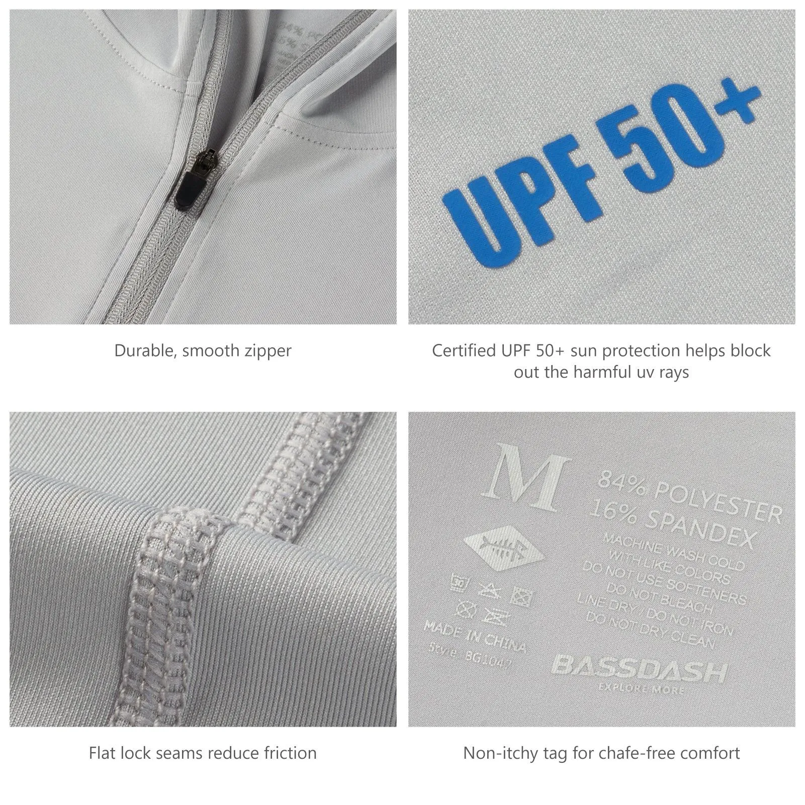 Men's UPF 50  1/4 Zipper Fishing hoodie Shirts FS24M