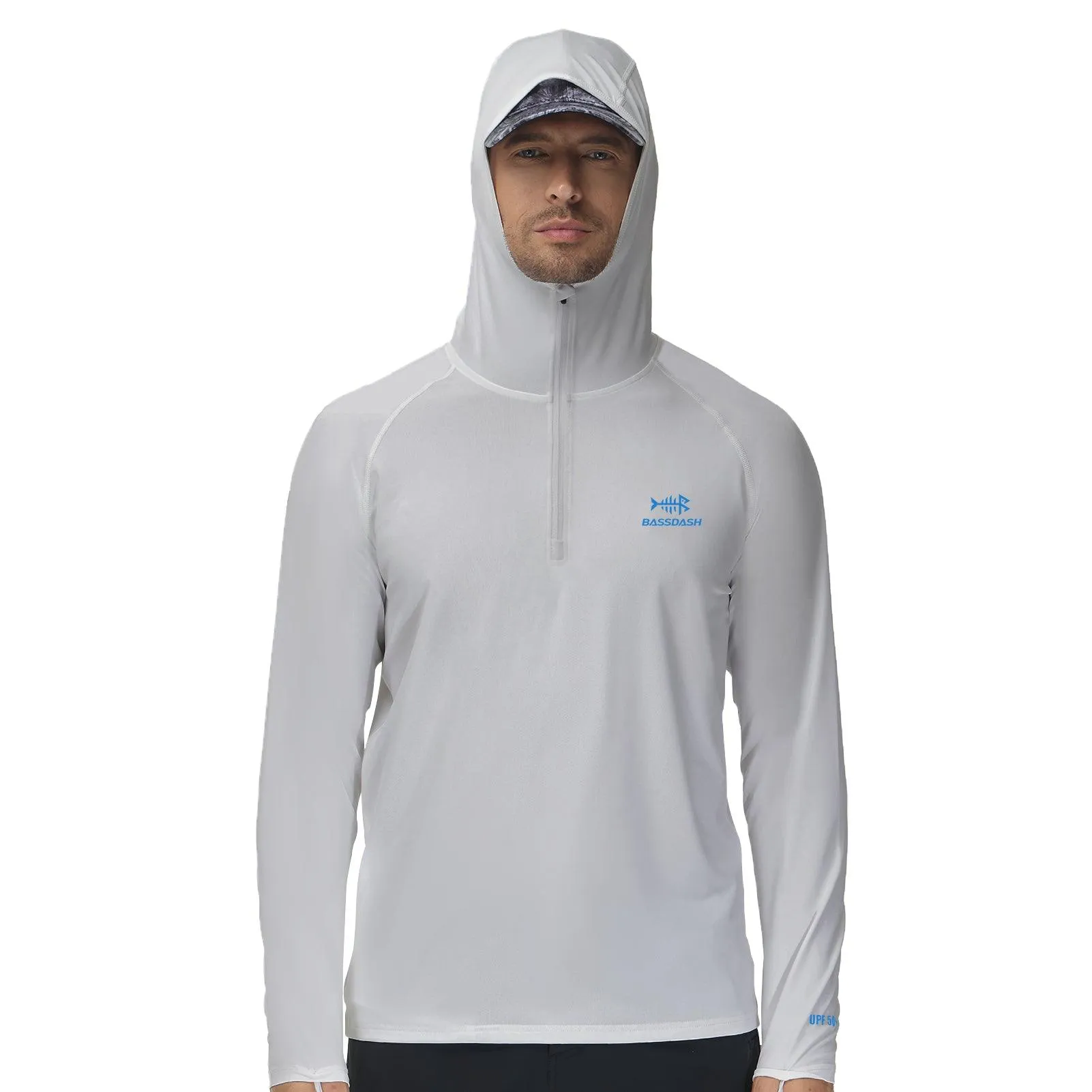 Men's UPF 50  1/4 Zipper Fishing hoodie Shirts FS24M