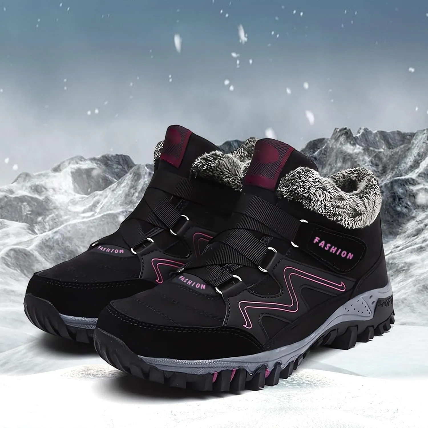 Men's Work Boots Soft Toe Hiking Sneakers Comfortable Warm Safety Shoes for Women Winter Wide Outdoor Shoes Slip on Loafers Hike Grounded Footwear