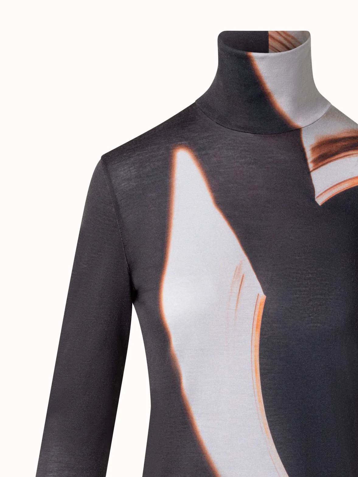 Mock Neck Top with Mocca Loop Print