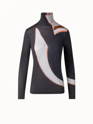 Mock Neck Top with Mocca Loop Print